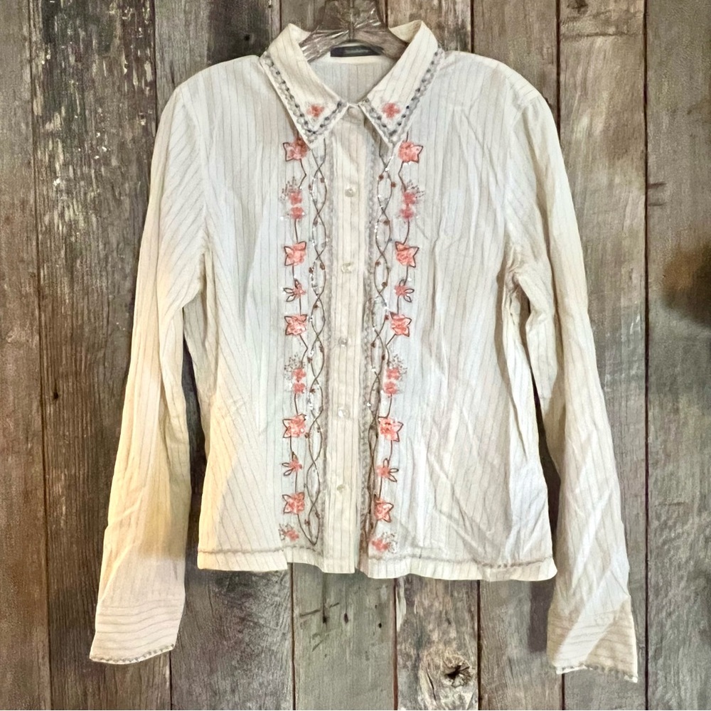 Liz Claiborne Button Down with Pin striping